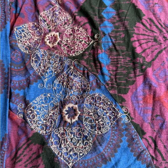 Desigual Woman’s Long Sleeve Rainbow Multi Media Tunic Top. Size Medium. - Picture 4 of 11